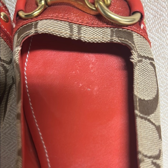 Coach Women's Tan and Red Loafers - Picture 6 of 11